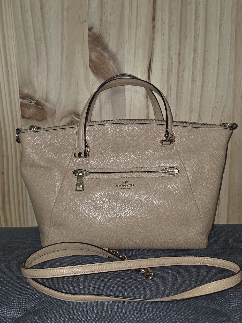 Coach Beige Leather Satchel Crossbody